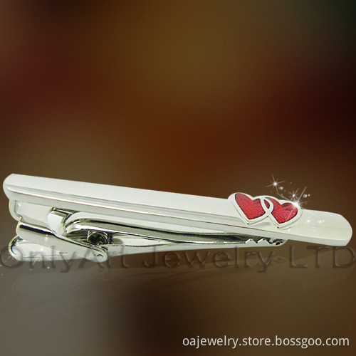 Fashion Enamel Heart Tie Clip, Bow Clip Jewelry